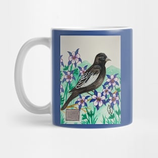 Colorado state bird and flower, the lark bunting and Rocky Mountain columbine Mug